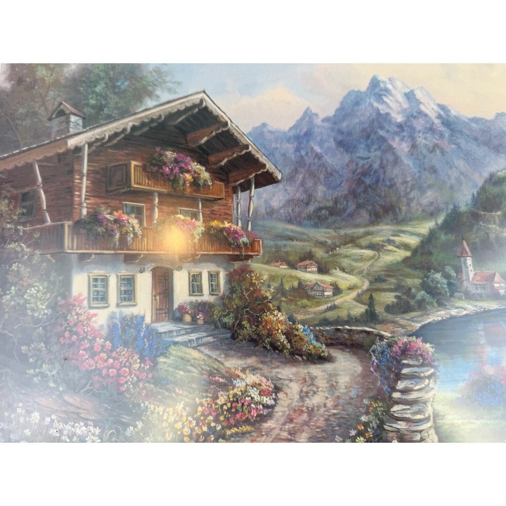 Vintage Granny Cottage Country Framed Print 2479/2480 Chalet Mountain Lake 23x19 - Picture 4 of 9